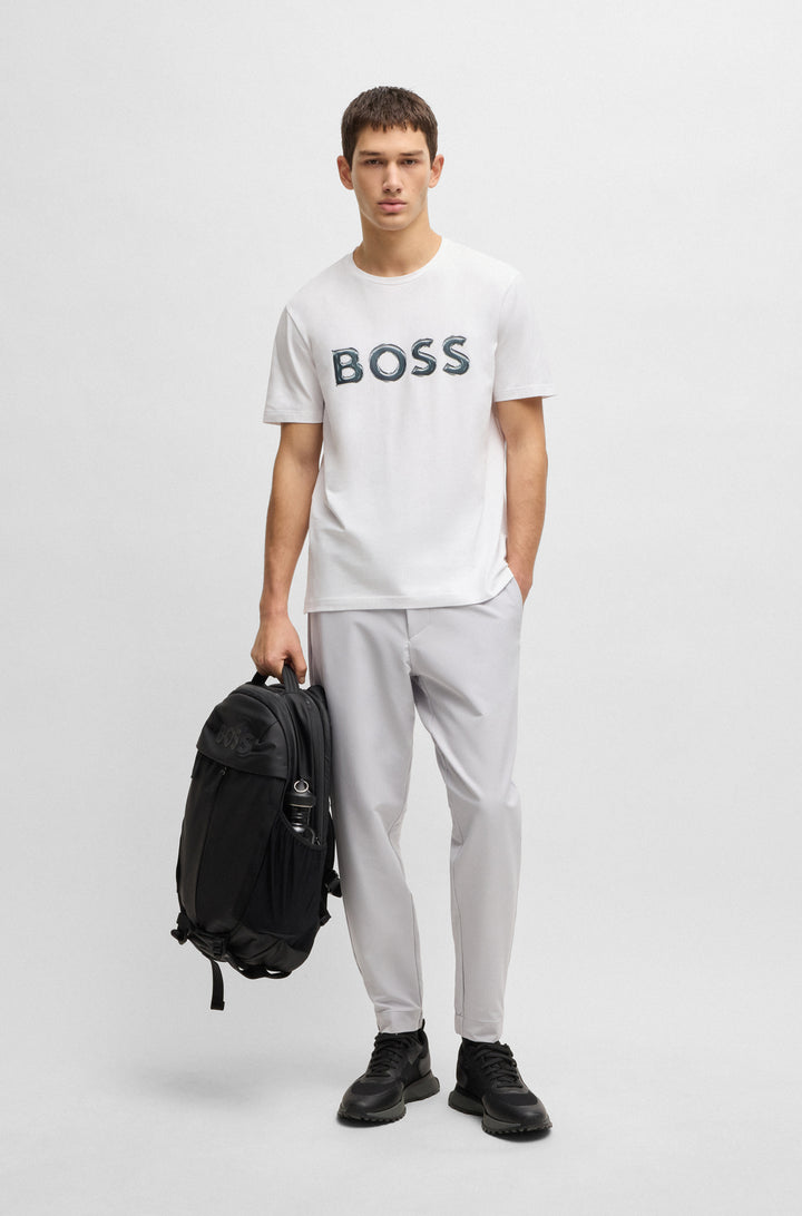 BOSS T-Shirts Regular Fit in Cotton Mix - TEE LOGO 10194355 01-50535273- Concorde Fashion#color_white-100