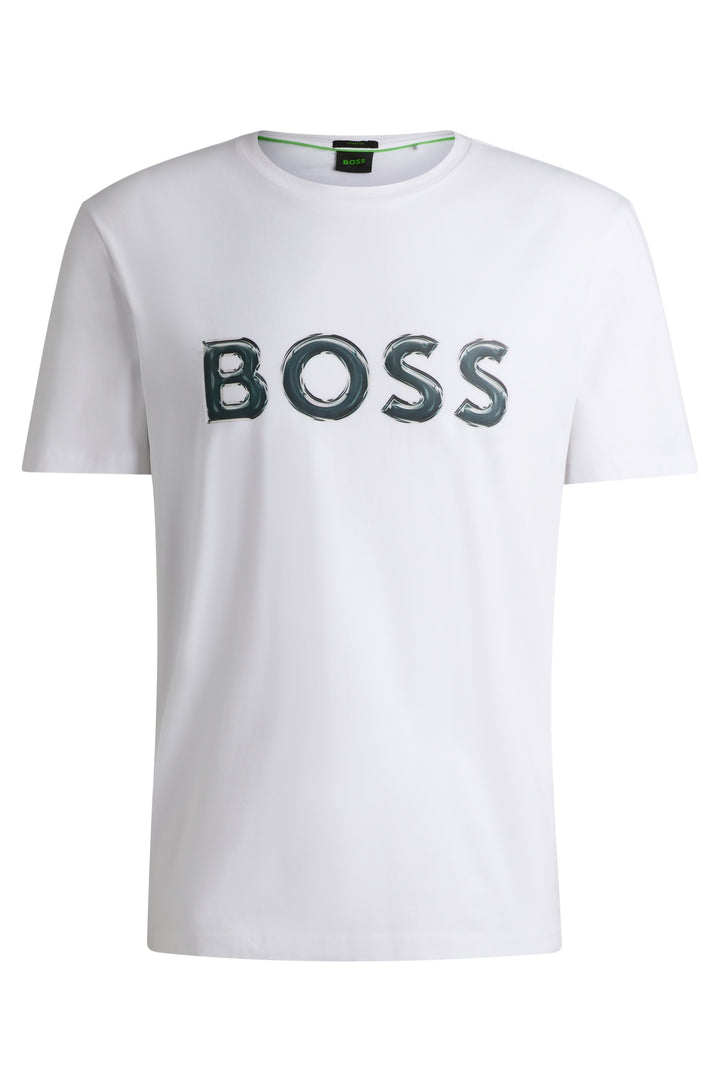 BOSS T-Shirts Regular Fit in Cotton Mix - TEE LOGO 10194355 01-50535273- Concorde Fashion#color_white-100
