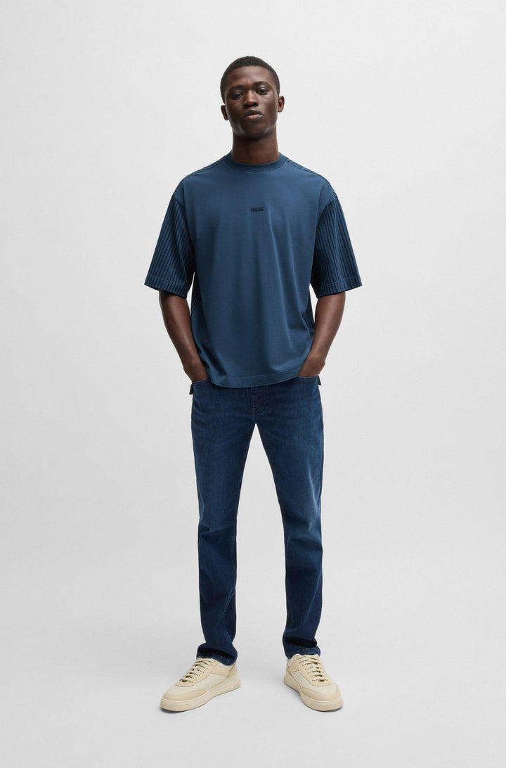 BOSS T-Shirts Relaxed Fit in Cotton - TE_SUMMERSTRIPES 10232789 01-50536765- Concorde Fashion#color_blue-466