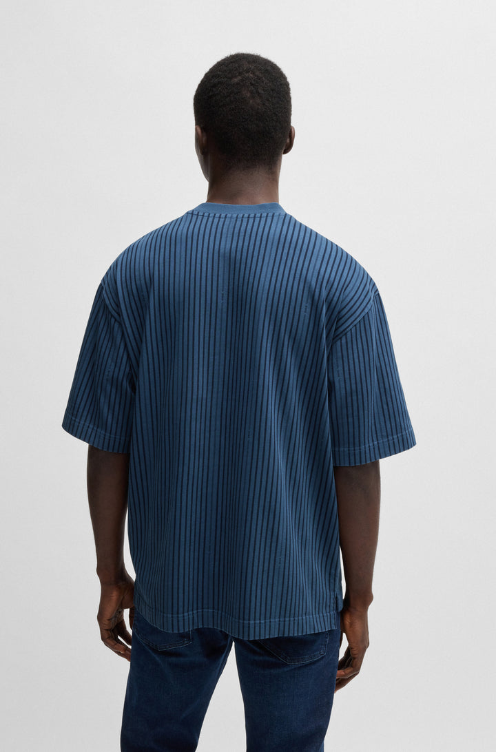 BOSS T-Shirts Relaxed Fit in Cotton - TE_SUMMERSTRIPES 10232789 01-50536765- Concorde Fashion#color_blue-466
