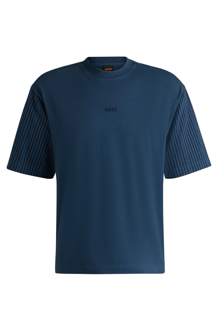 BOSS T-Shirts Relaxed Fit in Cotton - TE_SUMMERSTRIPES 10232789 01-50536765- Concorde Fashion#color_blue-466