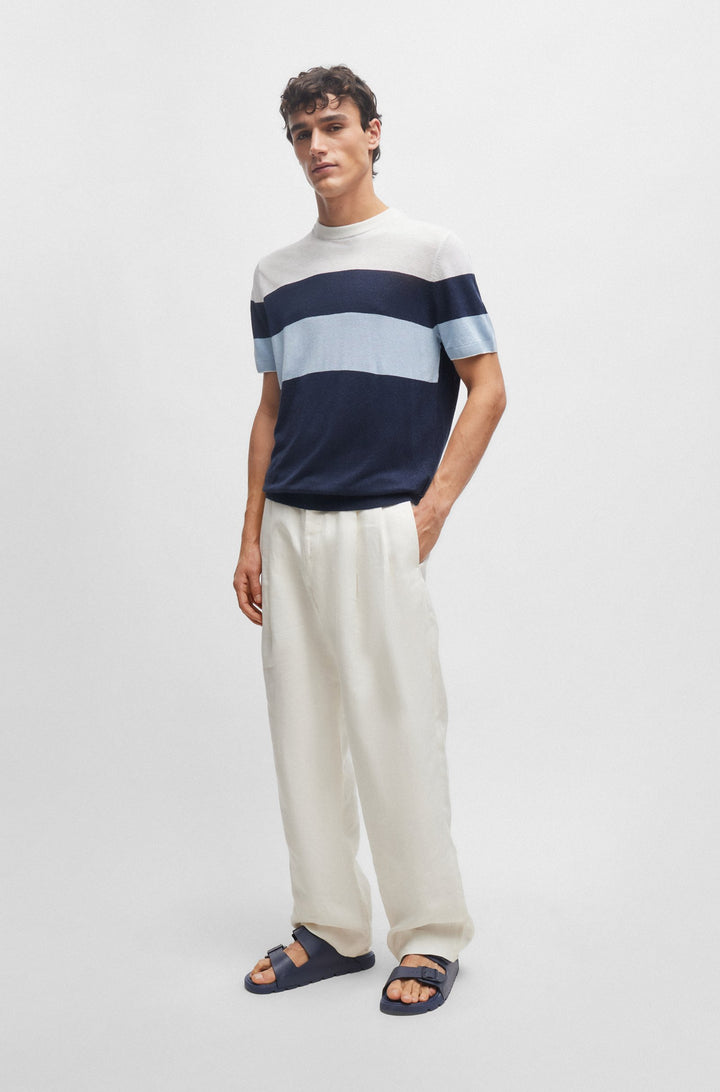 BOSS Sandals Standard Sole in Leather - SURFLEY_SAND_DMPR_N 10240283 01-50505540- Concorde Fashion#color_navy-405