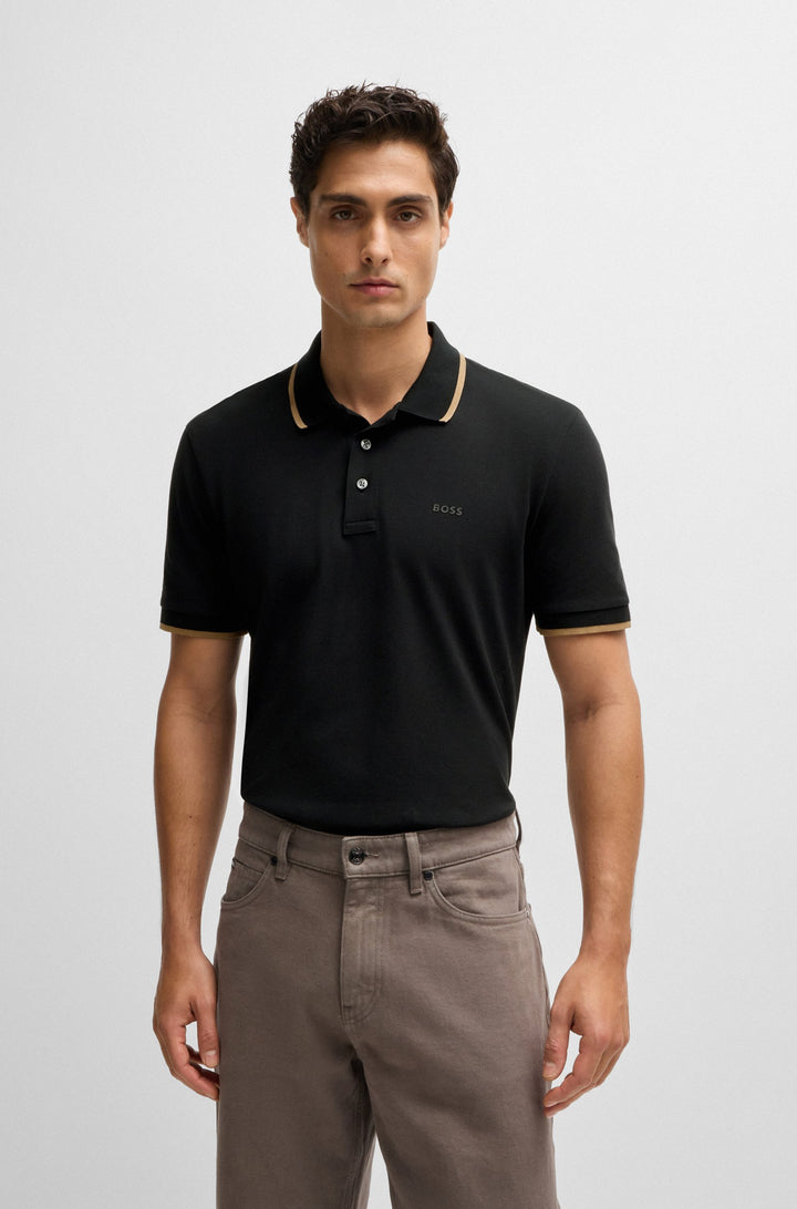 BOSS Polos Regular Fit in Cotton - PARLAY 190 10241531 01-50494697- Concorde Fashion#color_black-002