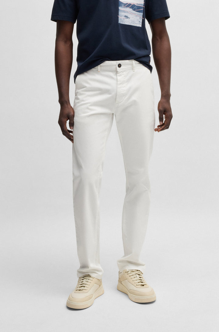 BOSS Trousers Slim Fit in Cotton Mix - CHINO_SLIM 10242156 01-50510933- Concorde Fashion#color_white-106