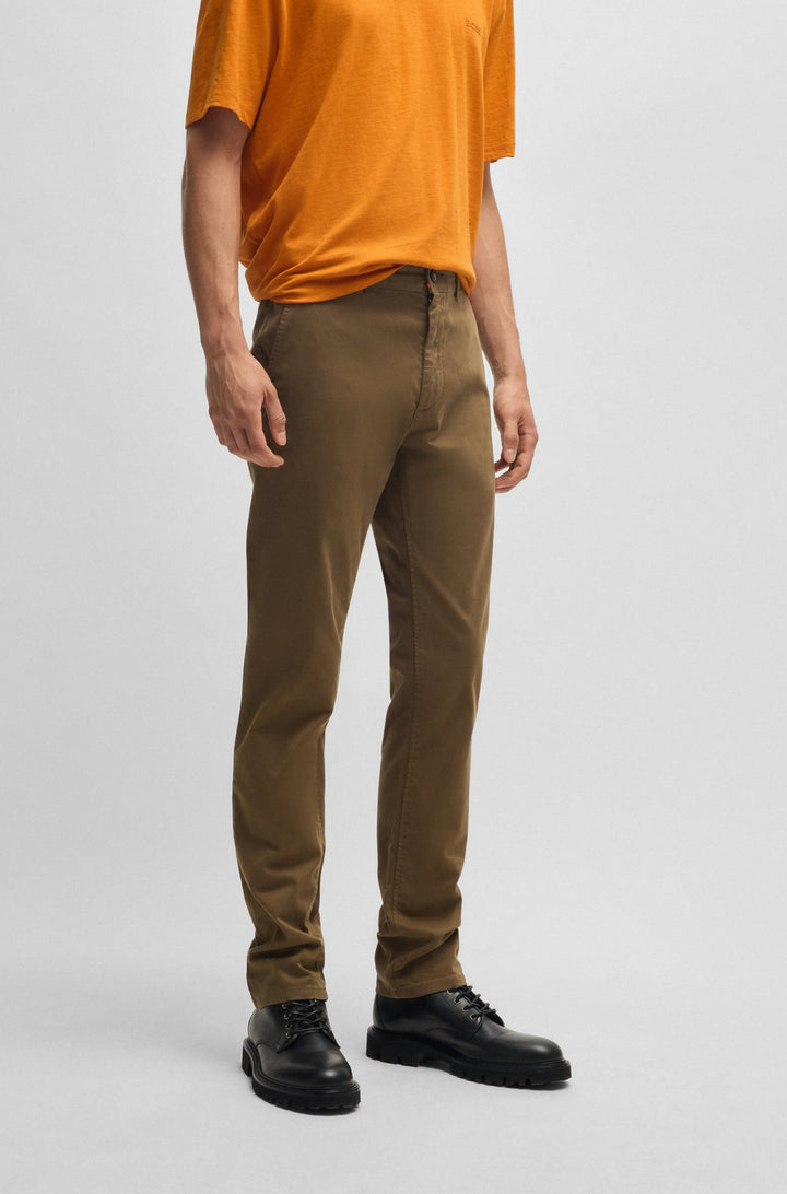 BOSS Trousers Slim Fit in Cotton Mix - CHINO_SLIM 10242156 01-50510933- Concorde Fashion#color_green-368