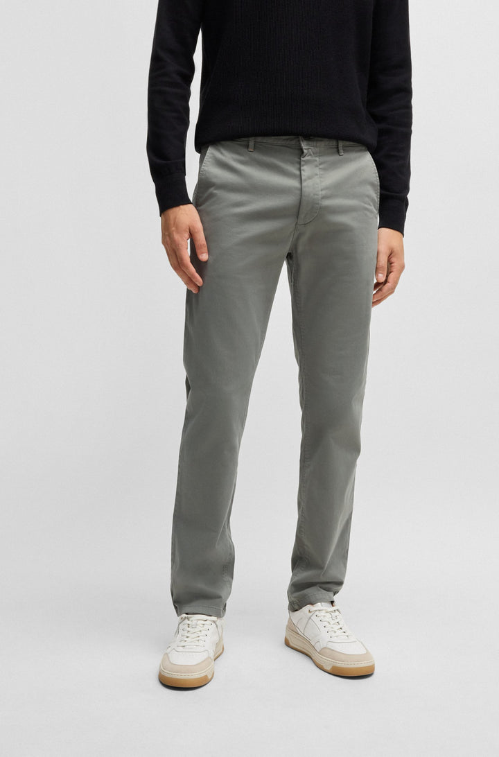 BOSS Trousers Slim Fit in Cotton Mix - CHINO_SLIM 10242156 01-50510933- Concorde Fashion#color_grey-076