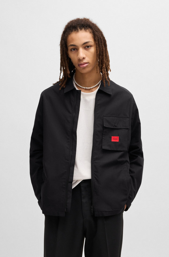 HUGO Casual Shirts Oversize Fit in Cotton Mix - EMMOND 10246344 01-50482701- Concorde Fashion#color_black-001