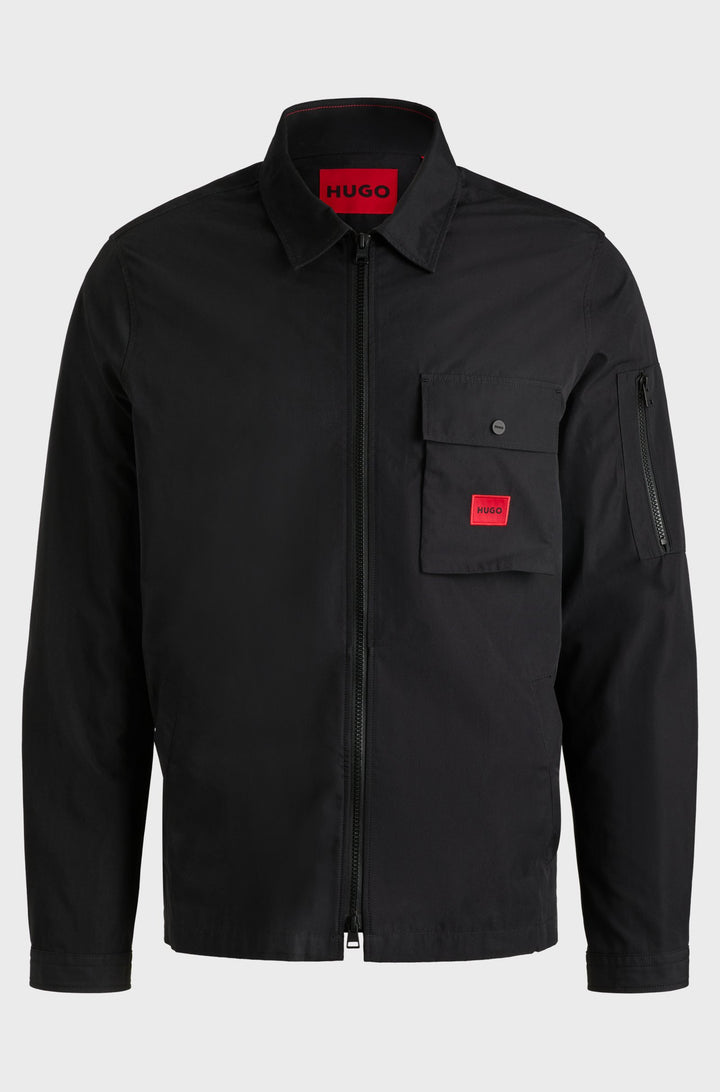 HUGO Casual Shirts Oversize Fit in Cotton Mix - EMMOND 10246344 01-50482701- Concorde Fashion#color_black-001