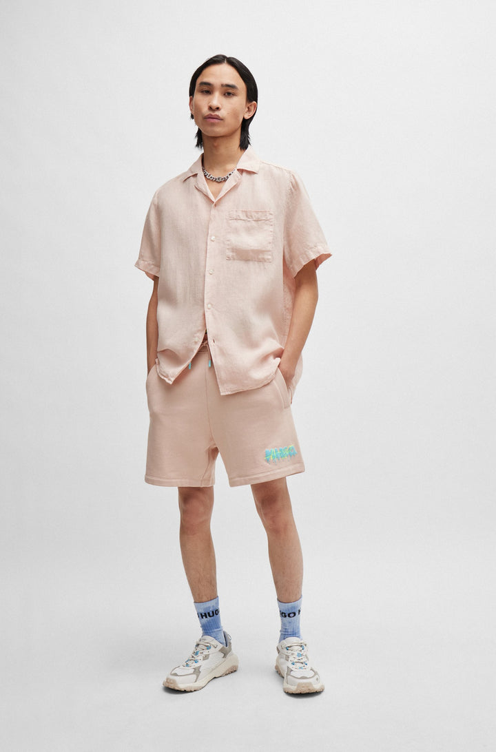 HUGO Casual Shirts Relaxed Fit in Linen - ELLINO 10248298 01-50490761- Concorde Fashion#color_pink-681