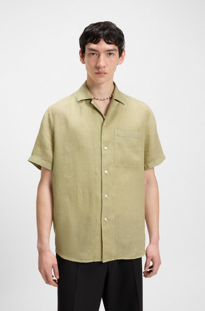 HUGO Casual Shirts Relaxed Fit in Linen - ELLINO 10248298 01-50490761- Concorde Fashion#color_green-391