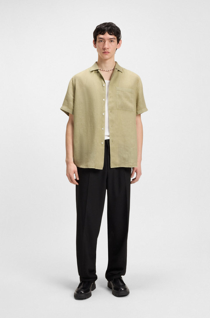 HUGO Casual Shirts Relaxed Fit in Linen - ELLINO 10248298 01-50490761- Concorde Fashion#color_green-391