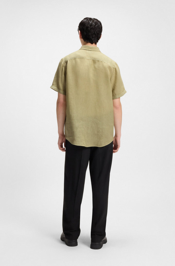 HUGO Casual Shirts Relaxed Fit in Linen - ELLINO 10248298 01-50490761- Concorde Fashion#color_green-391