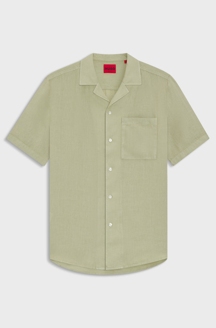 HUGO Casual Shirts Relaxed Fit in Linen - ELLINO 10248298 01-50490761- Concorde Fashion#color_green-391