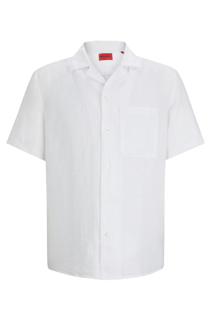 HUGO Casual Shirts Relaxed Fit in Linen - ELLINO 10248298 01-50490761- Concorde Fashion#color_white-199