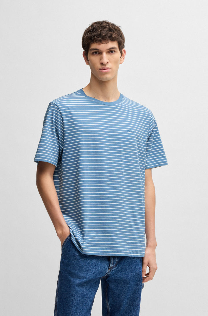 BOSS T-Shirts Relaxed Fit in Cotton - TALESSTRIPE 10252438 01-50499334- Concorde Fashion#color_blue-462