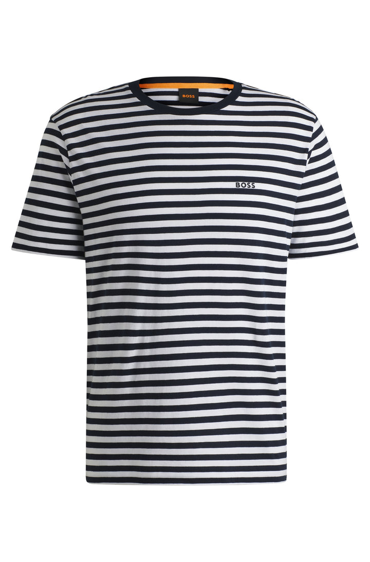 BOSS T-Shirts Relaxed Fit in Cotton - TALESSTRIPE 10252438 01-50499334- Concorde Fashion#color_white-100