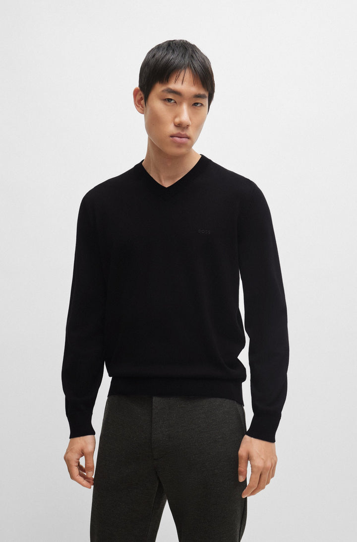 BOSS Sweaters Regular Fit in Cotton - PACELLO-L 10255193 01-50506042- Concorde Fashion#color_black-001