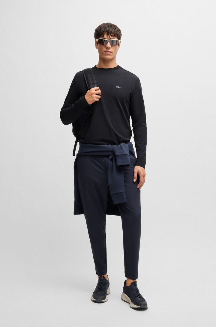 BOSS T-Shirts Regular Fit in Cotton Mix - TEE LONG 10256064 01-50506365- Concorde Fashion#color_navy-405