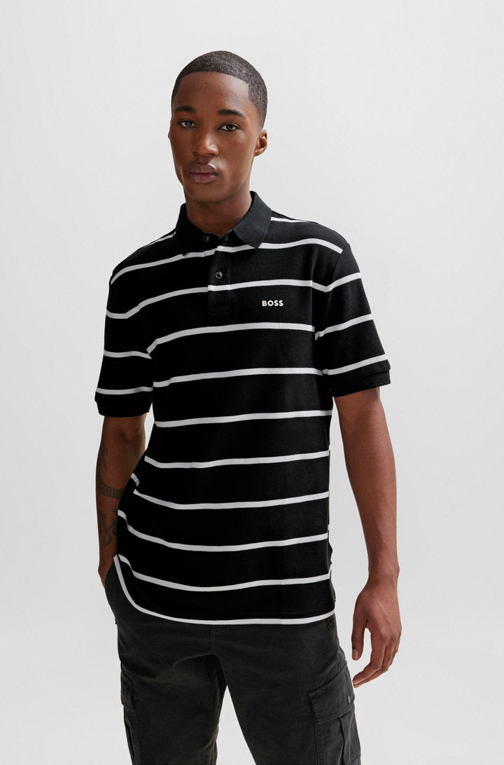 BOSS Polos Relaxed Fit in Cotton - PALESSTRIPE 10256935 01-50508327- Concorde Fashion#color_black-001