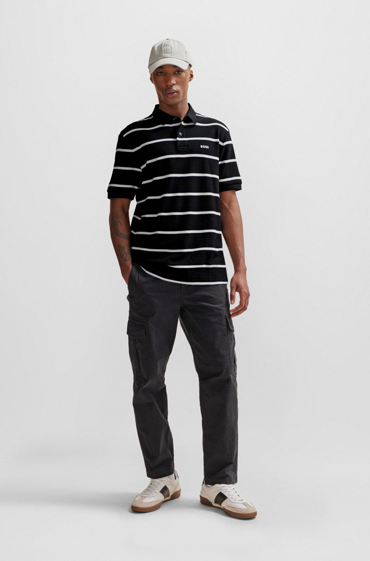 BOSS Polos Relaxed Fit in Cotton - PALESSTRIPE 10256935 01-50508327- Concorde Fashion#color_black-001