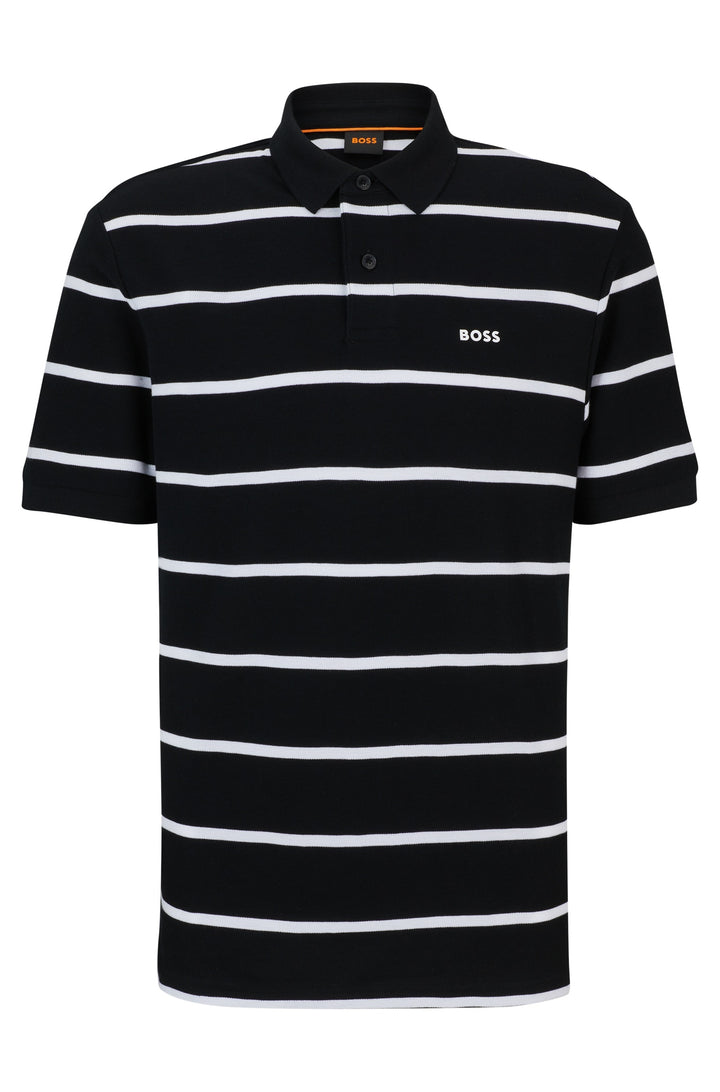 BOSS Polos Relaxed Fit in Cotton - PALESSTRIPE 10256935 01-50508327- Concorde Fashion#color_black-001