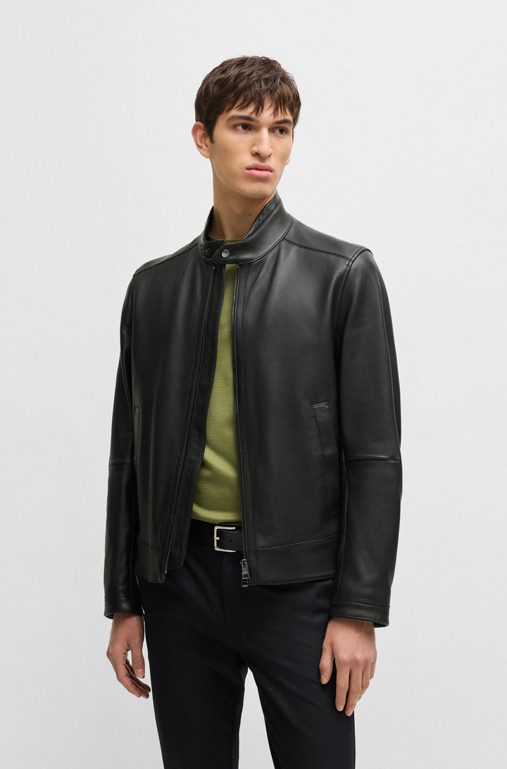 BOSS Casual Jackets Regular Fit in Leather - H-MANSELL3 10257647 01-50532475- Concorde Fashion#color_black-001
