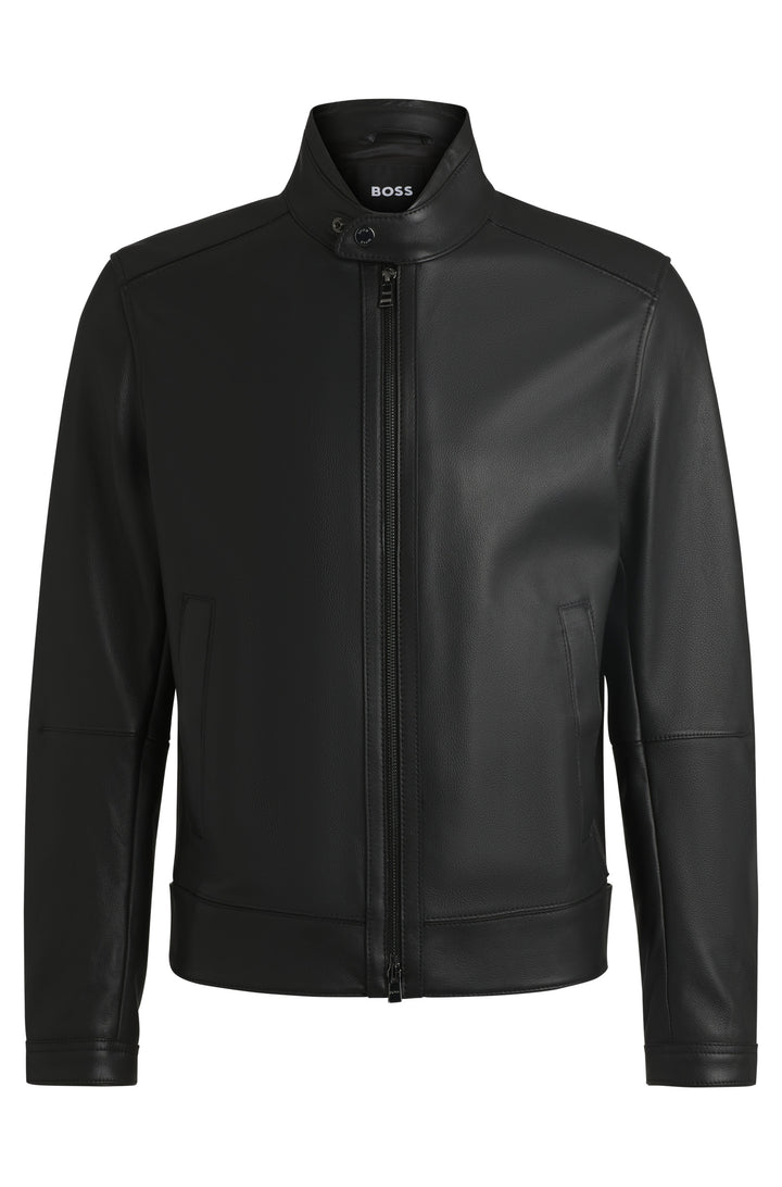 BOSS Casual Jackets Regular Fit in Leather - H-MANSELL3 10257647 01-50532475- Concorde Fashion#color_black-001
