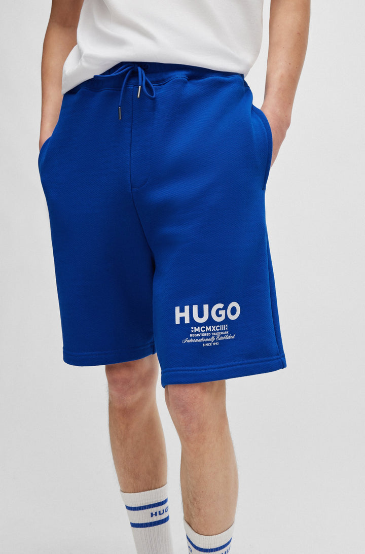 HUGO BLUE Loose Fit Shorts in Cotton - NOMARIO 10257685 01-50510728- Concorde Fashion#color_blue-493