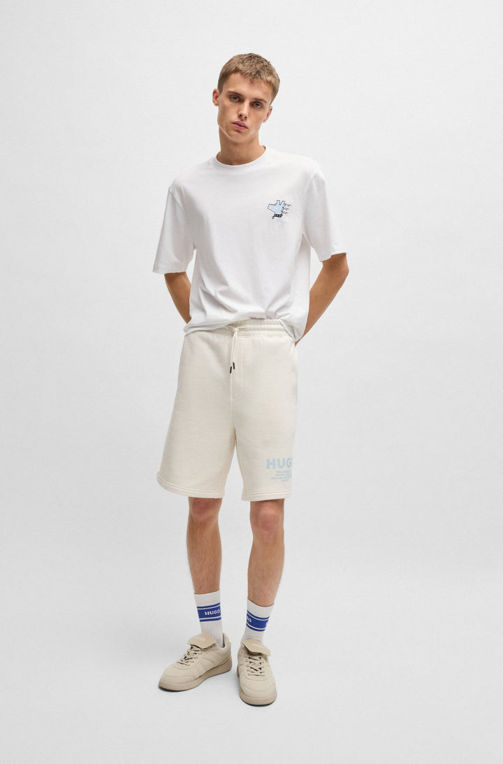 HUGO BLUE Loose Fit Shorts in Cotton - NOMARIO 10257685 01-50510728- Concorde Fashion#color_white-124