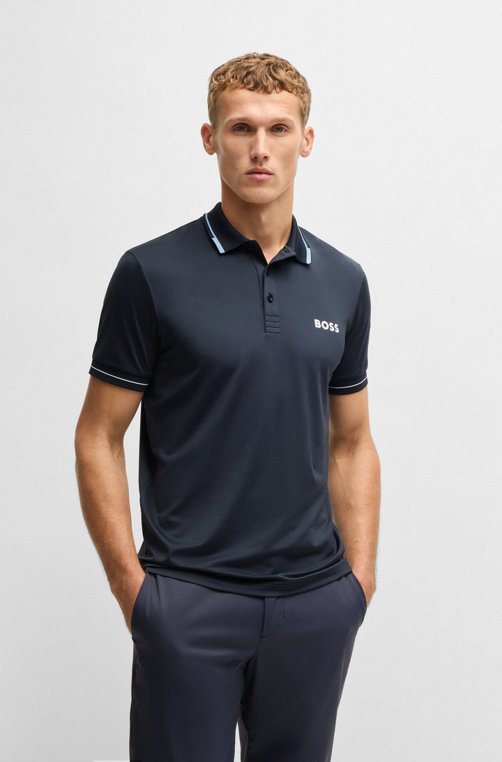 BOSS Polos Slim Fit in Polyester Mix - PAUL PRO 10258089 01-50506203- Concorde Fashion#color_navy-406