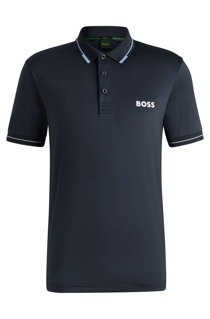 BOSS Polos Slim Fit in Polyester Mix - PAUL PRO 10258089 01-50506203- Concorde Fashion#color_navy-406