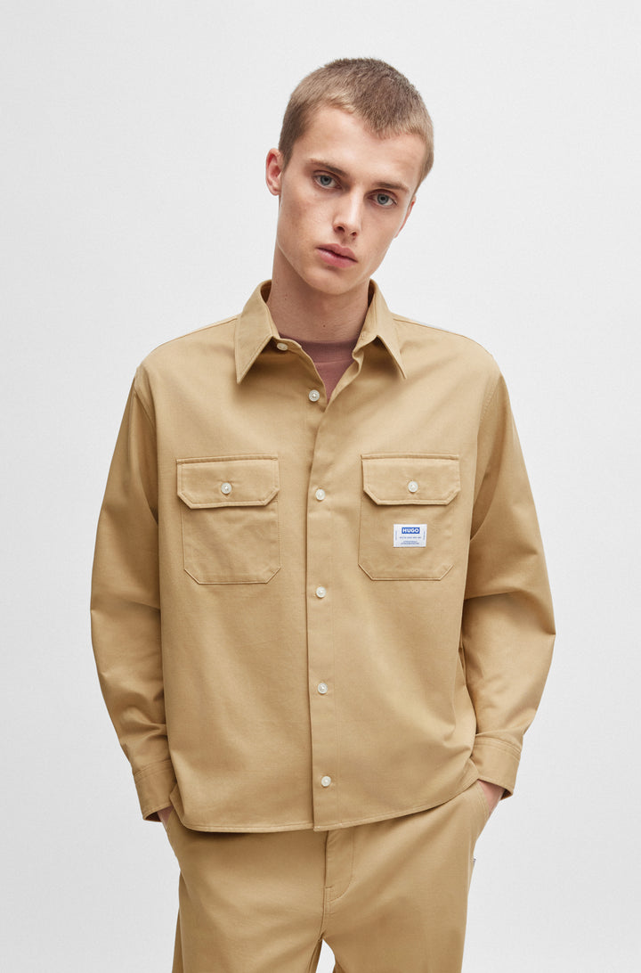 HUGO Casual Shirts Oversize Fit in Cotton - EKYNONE 10260730 01-50520001- Concorde Fashion#color_beige-269