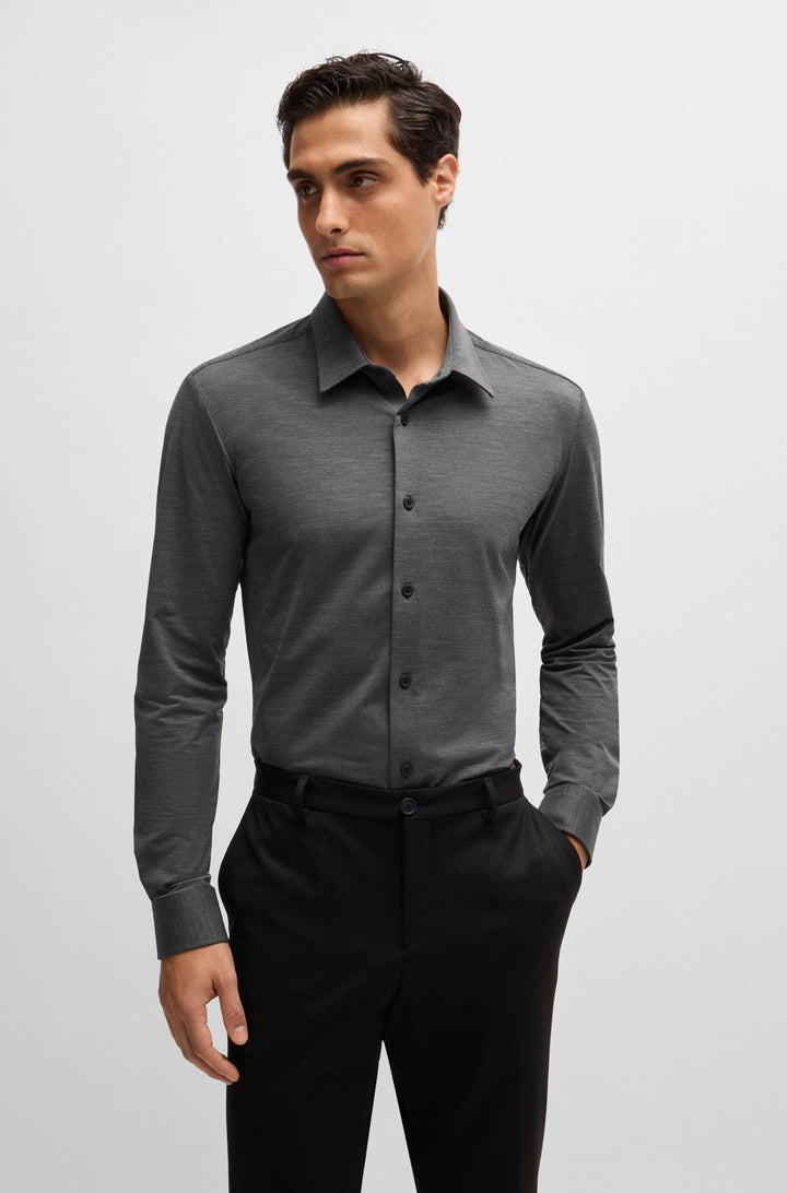 BOSS Formal Shirts Slim Fit in Nylon - P-ROAN-KENT-C1-233 10261755 01-50520133- Concorde Fashion#color_grey-030
