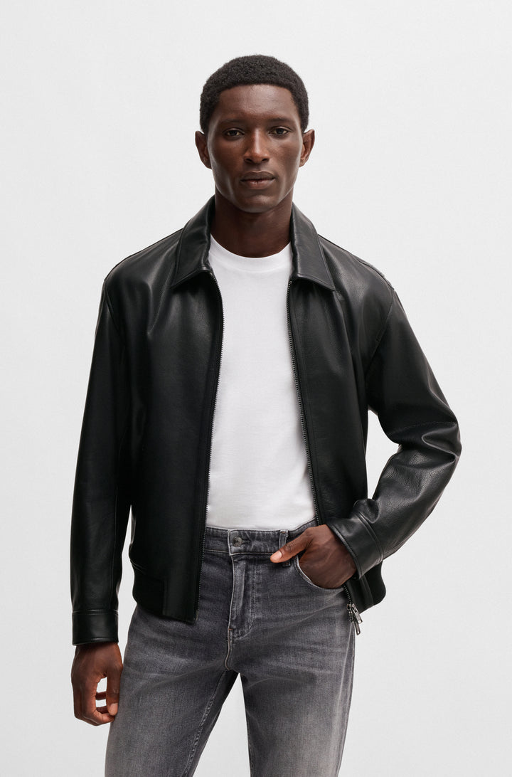BOSS Casual Jackets Regular Fit in Leather - C-MERWYN1 10261962 01-50532807- Concorde Fashion#color_black-001