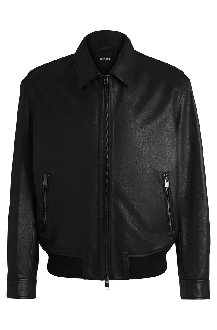 BOSS Casual Jackets Regular Fit in Leather - C-MERWYN1 10261962 01-50532807- Concorde Fashion#color_black-001