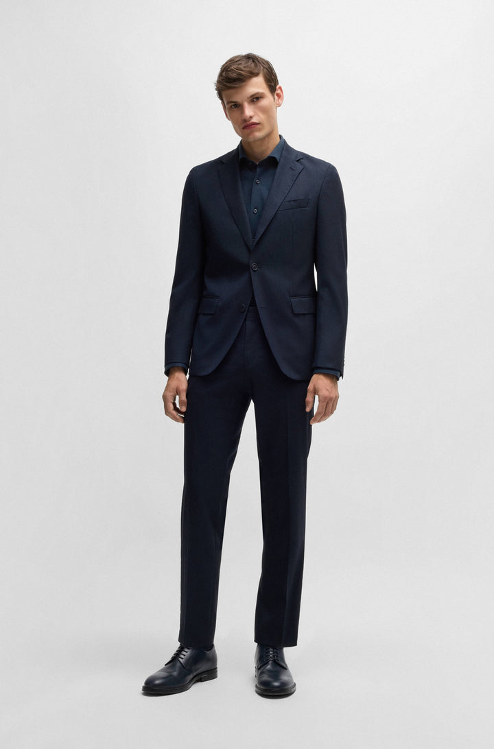 BOSS Formal Shirts Slim Fit in Cotton - P-HANK-SPREAD-243 10262046 01-50527675- Concorde Fashion#color_navy-404