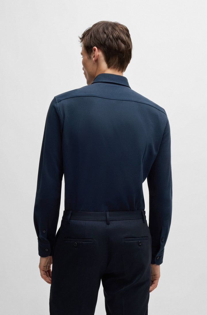 BOSS Formal Shirts Slim Fit in Cotton - P-HANK-SPREAD-243 10262046 01-50527675- Concorde Fashion#color_navy-404