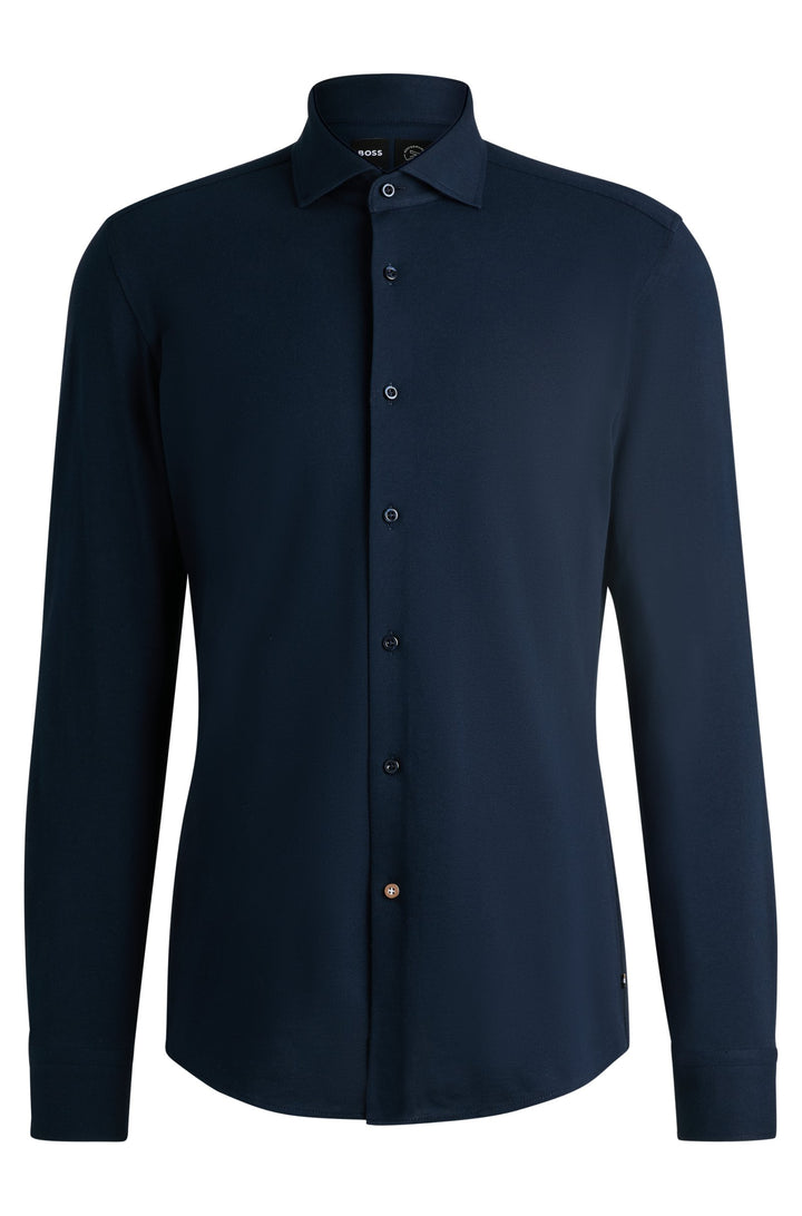 BOSS Formal Shirts Slim Fit in Cotton - P-HANK-SPREAD-243 10262046 01-50527675- Concorde Fashion#color_navy-404