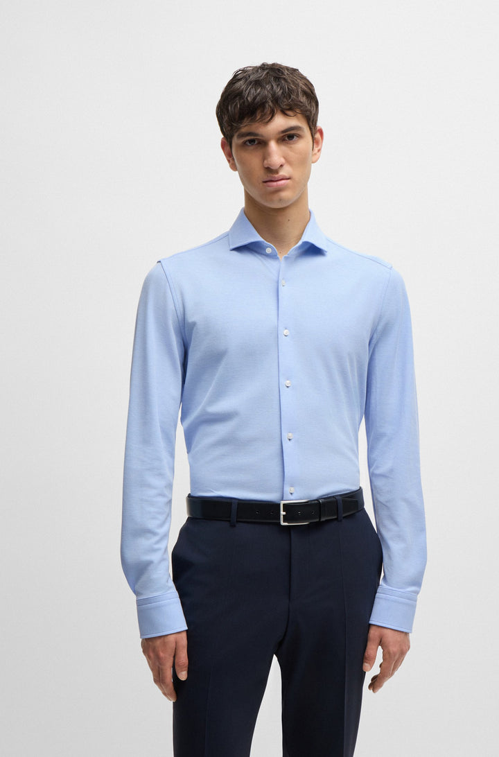 BOSS Formal Shirts Slim Fit in Cotton - P-HANK-SPREAD-243 10262046 01-50527675- Concorde Fashion#color_blue-450