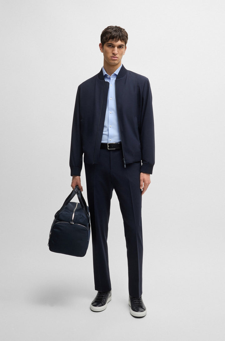 BOSS Formal Shirts Slim Fit in Cotton - P-HANK-SPREAD-243 10262046 01-50527675- Concorde Fashion#color_blue-450