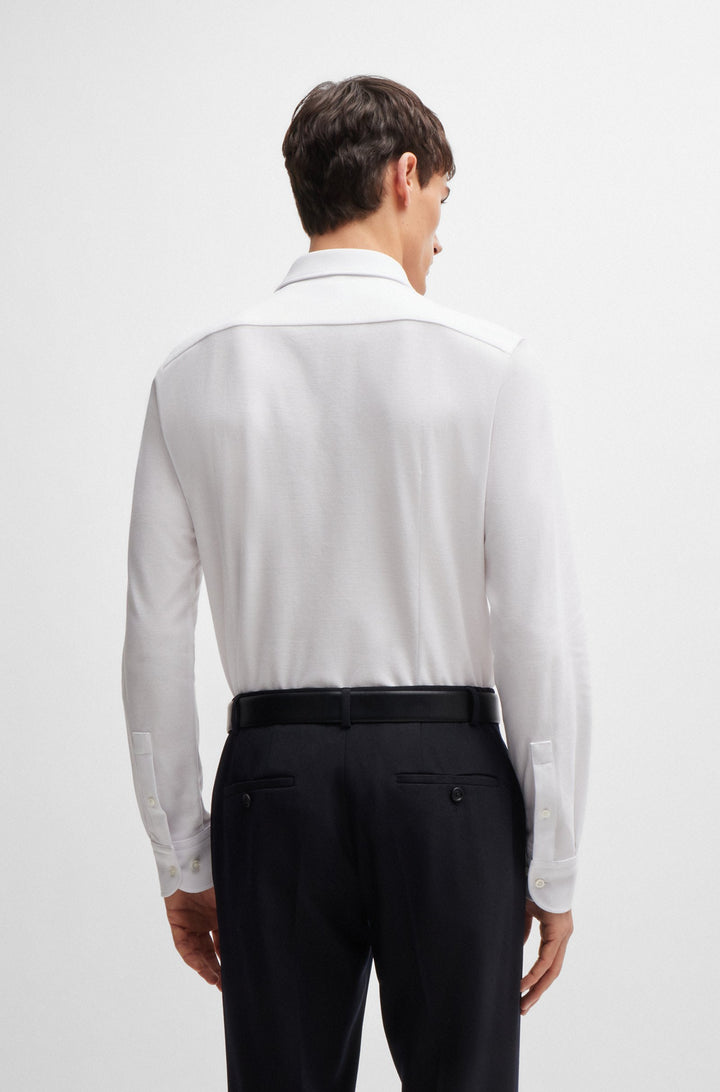BOSS Formal Shirts Slim Fit in Cotton - P-HANK-SPREAD-243 10262046 01-50527675- Concorde Fashion#color_white-100