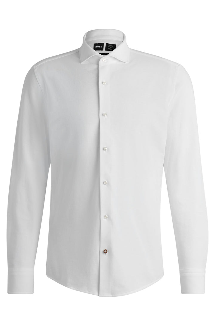 BOSS Formal Shirts Slim Fit in Cotton - P-HANK-SPREAD-243 10262046 01-50527675- Concorde Fashion#color_white-100