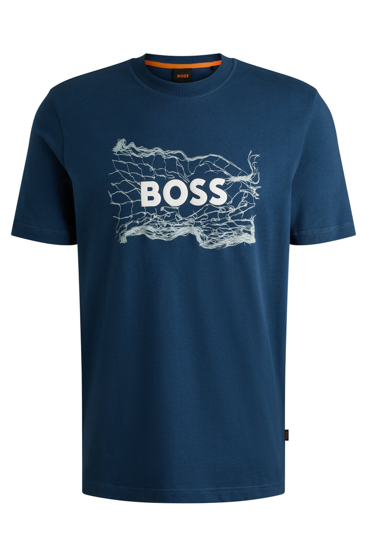 BOSS T-Shirts Regular Fit in Cotton - TE_LOGOSPACE 10262477 01-50539186- Concorde Fashion#color_blue-466