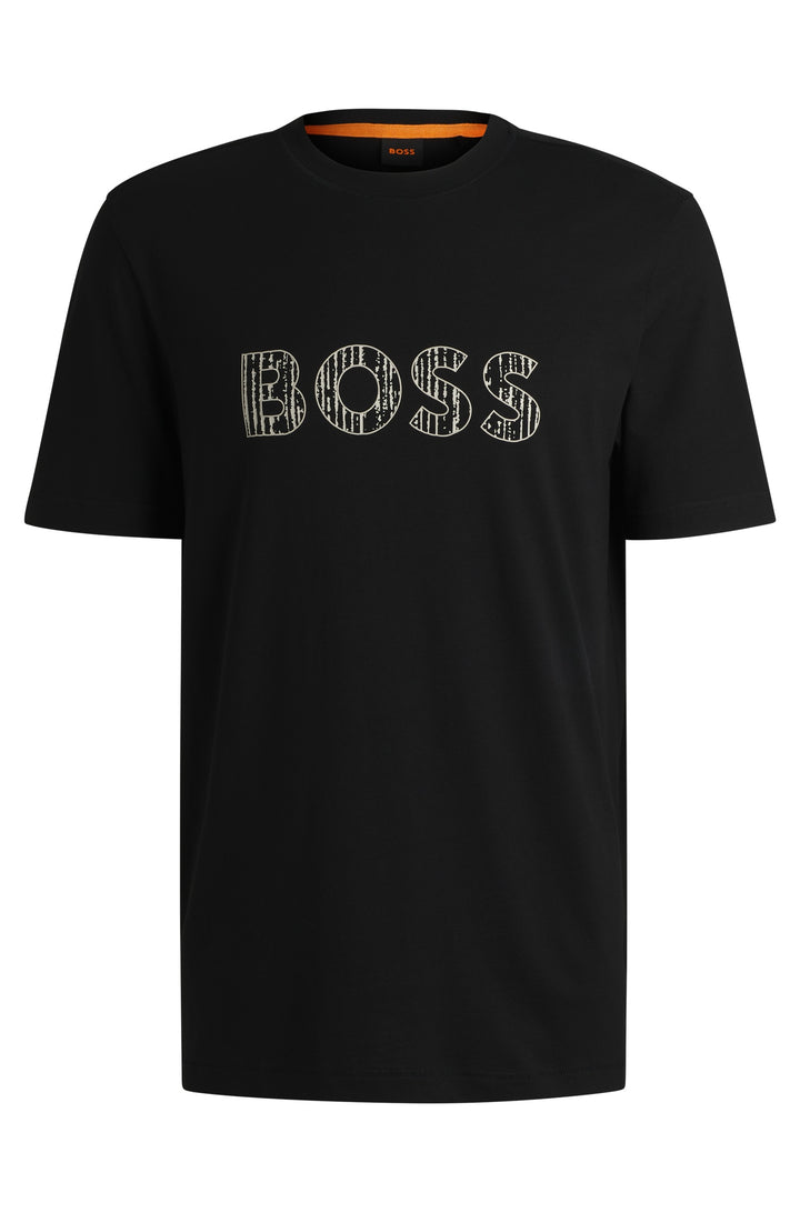 BOSS T-Shirts Regular Fit in Cotton - TE_LOGOTEXTURE 10262528 01-50534923- Concorde Fashion#color_black-001