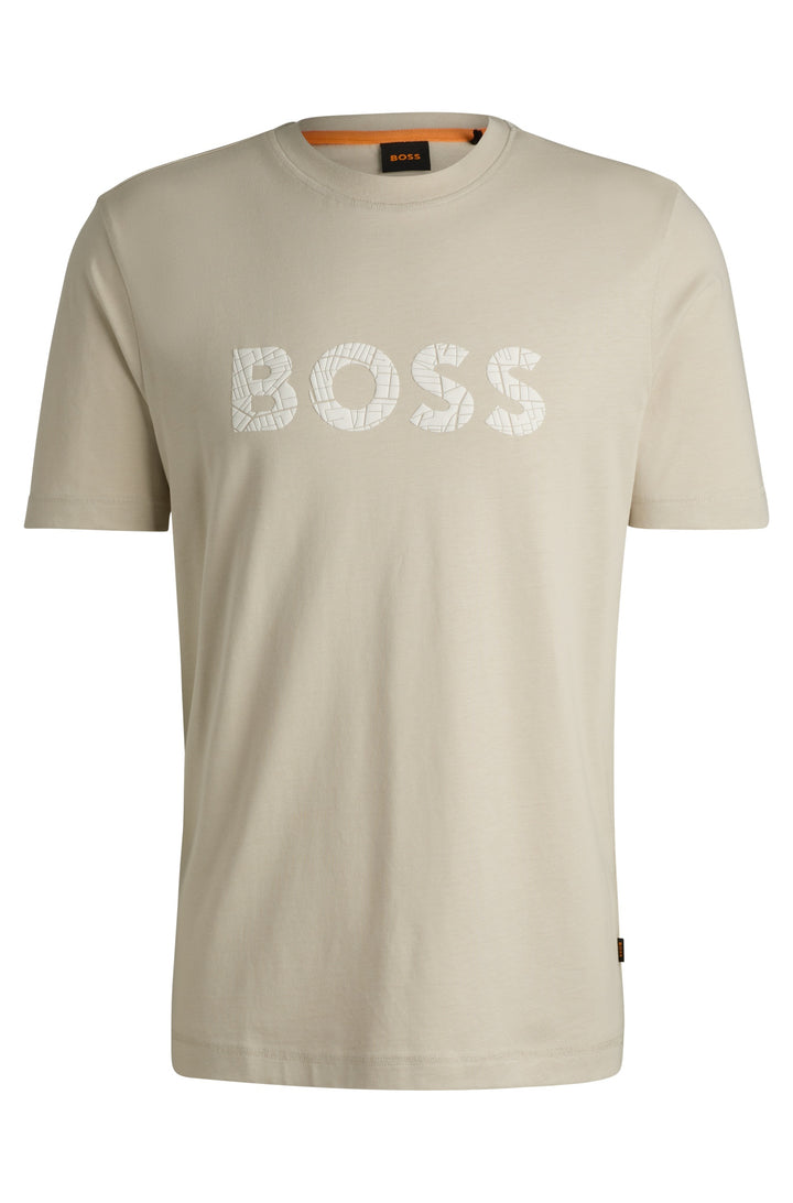 BOSS T-Shirts Regular Fit in Cotton - TE_LOGOTEXTURE 10262528 01-50534923- Concorde Fashion#color_beige-271