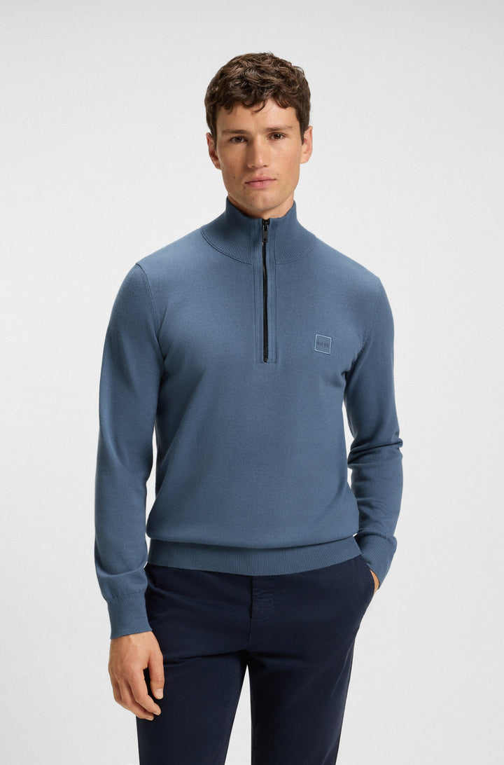 BOSS Sweaters Regular Fit in Cotton Mix - KANOBIX_S 10265846 01-50527585- Concorde Fashion#color_blue-495