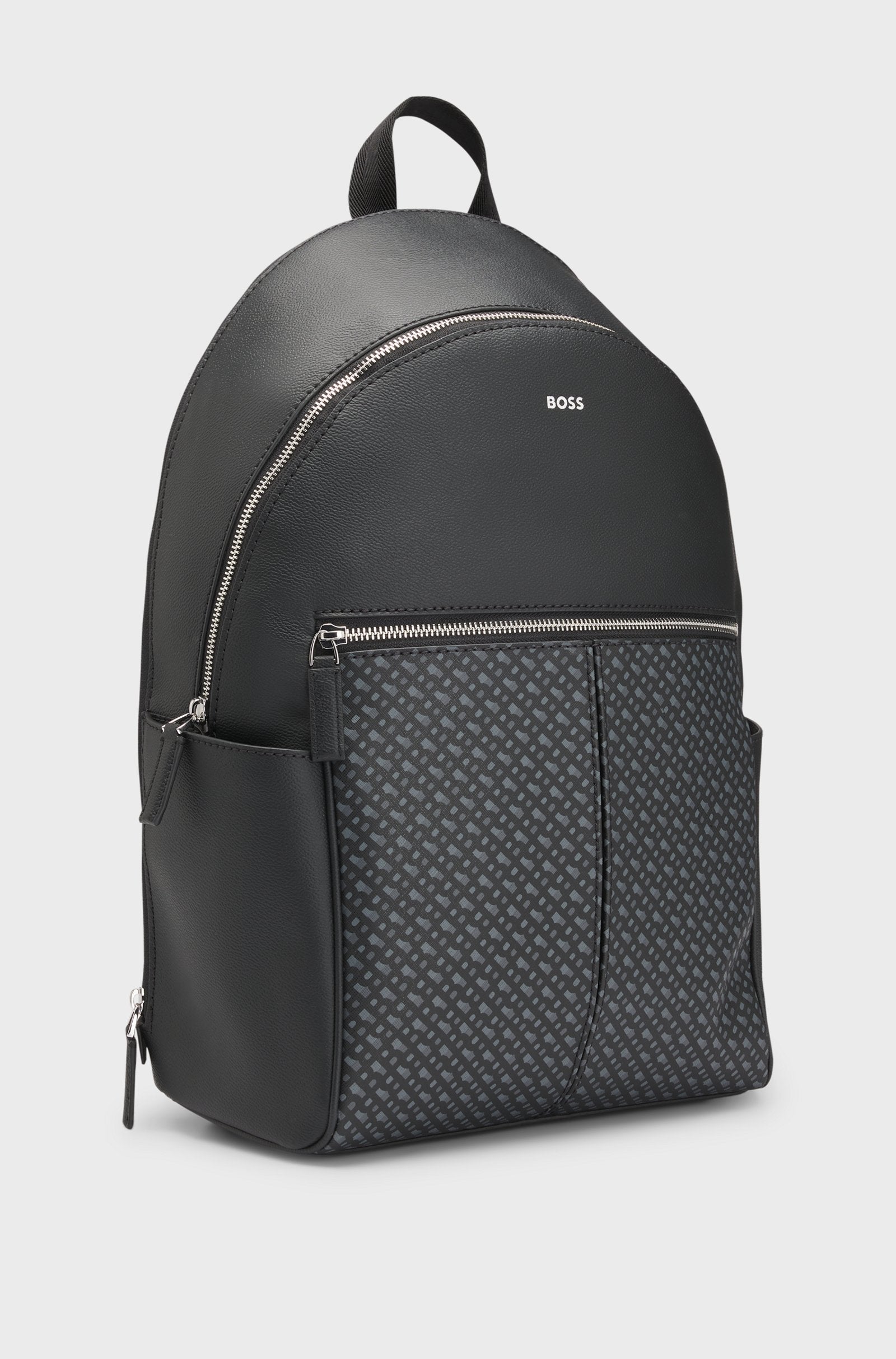 BOSS ブラックバックパック BOSS - Faux-leather backpack with signature details - Black