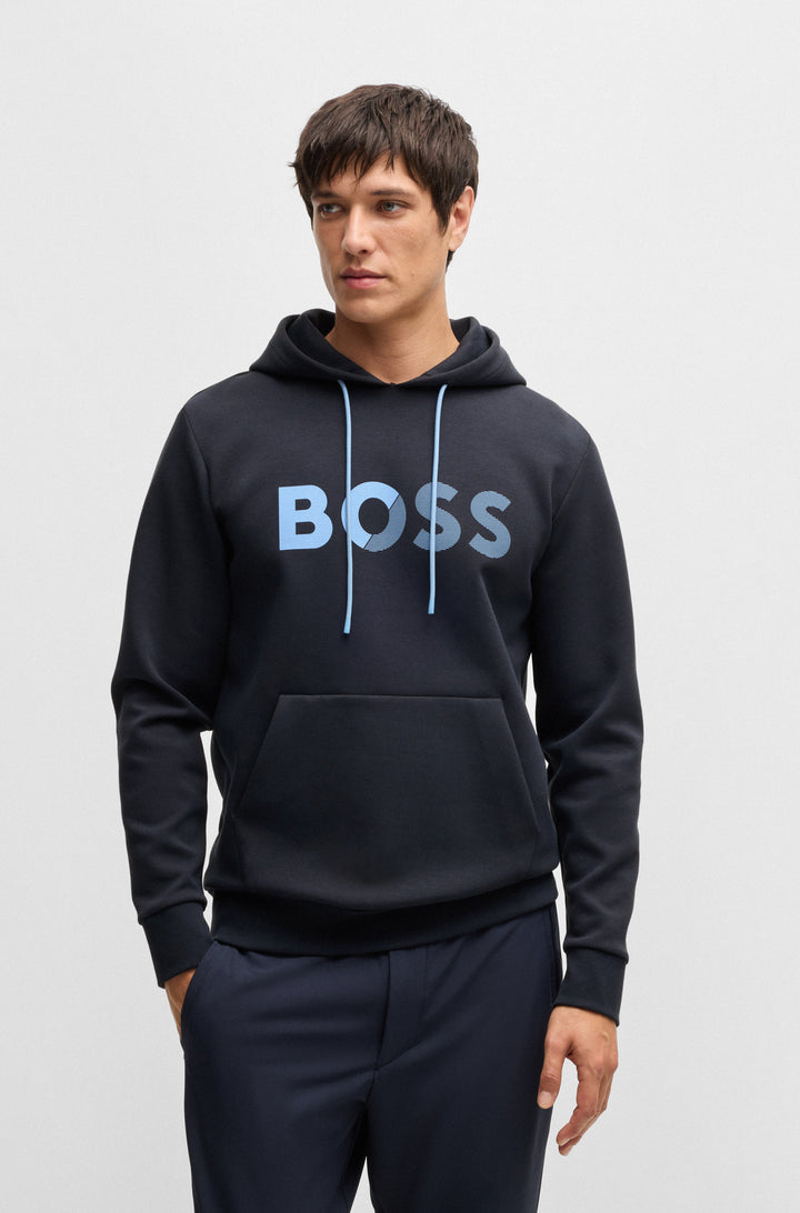 BOSS Hoodies Regular Fit in Cotton Mix - SOODY TAPE LOGO 10266755 01-50535116- Concorde Fashion#color_navy-402