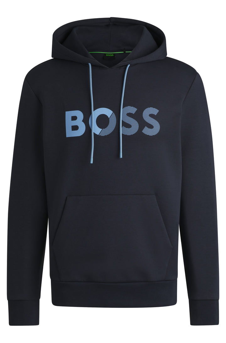 BOSS Hoodies Regular Fit in Cotton Mix - SOODY TAPE LOGO 10266755 01-50535116- Concorde Fashion#color_navy-402