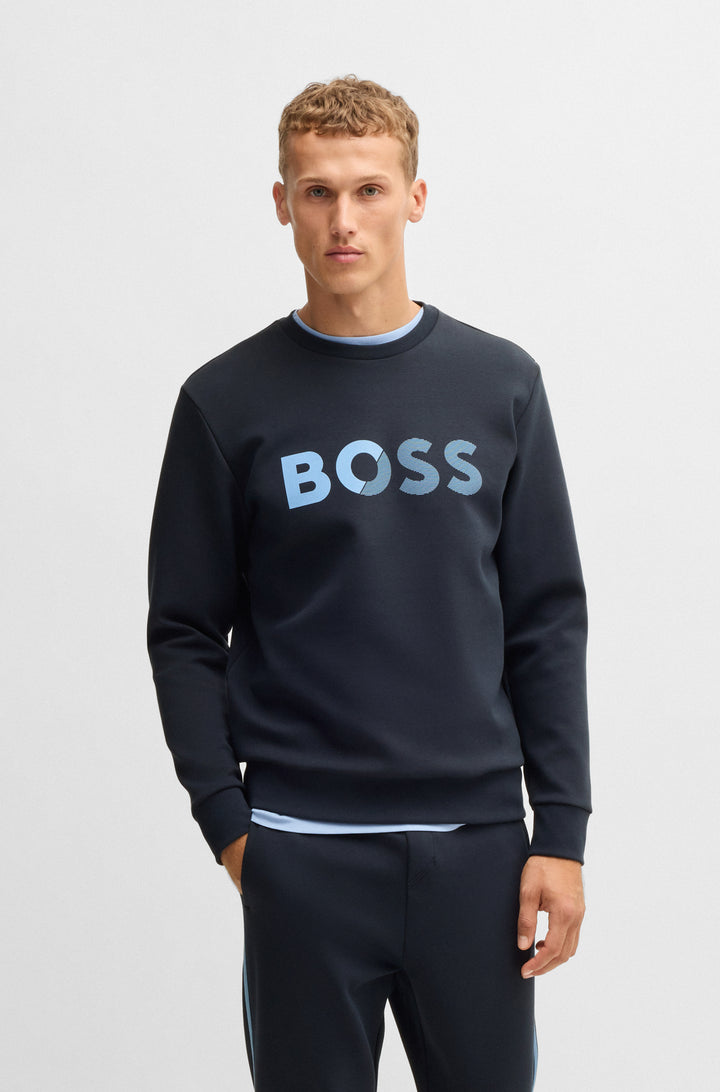 BOSS Sweatshirts Regular Fit in Cotton Mix - SALBO TAPE LOGO 10266755 01-50535117- Concorde Fashion#color_navy-402